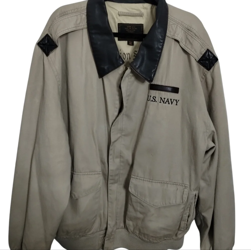 Cockpit USA Men's Distressed Air Force U.S. Army Aviator‎ Bomber Jacket Type XXL
